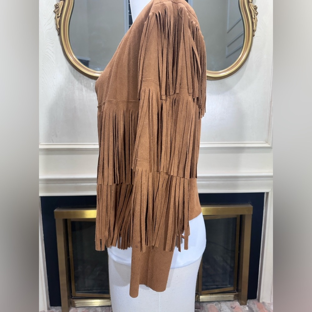Vocal Faux Suede Fringe‎ Open Front Jacket – Size Small - Picture 7 of 15